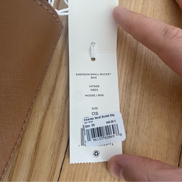 Tory Burch Small Emerson Bucket Bag Brown Cognac Saffiano Leather Crossbody - Picture 8 of 12